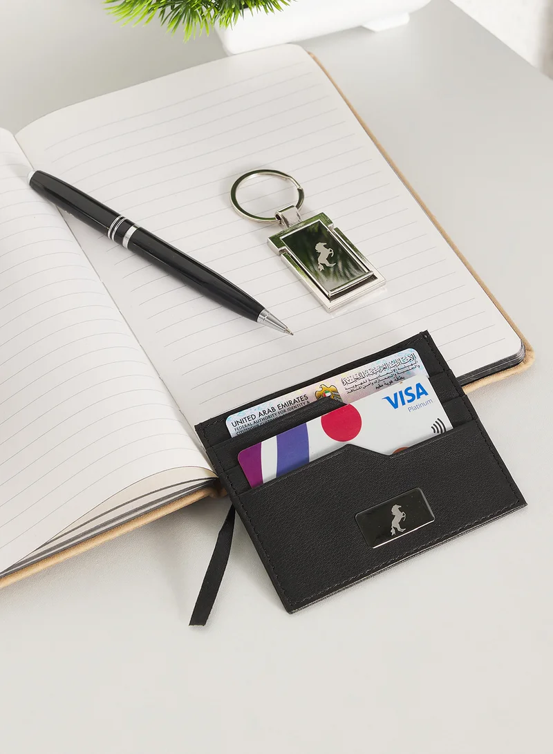 Genuine Leather Card Holder & Key Ring & Pen Gift Set